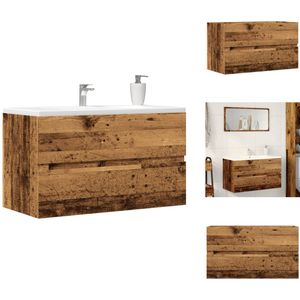 vidaXL Wastafelkast - Wastafelkasten - Badkamer Wastafel Kast - Wastafelkastje - Wastafelkast 90x38,5x45 cm bewerkt hout oud houtkleurig