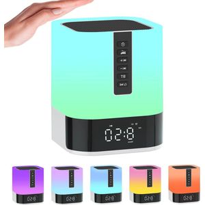 Luidspreker met licht kerstcadeaus wekker met licht witte ruismachine kinderlichtwekker - bedlampje aanraakbaar dimbaar met 48 kleurveranderingen - cadeau voor meisjes en jongens.