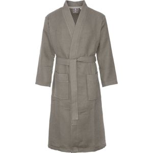 Sauna badjas kimono  taupe L - unisex kimono badjas - biologisch katoen