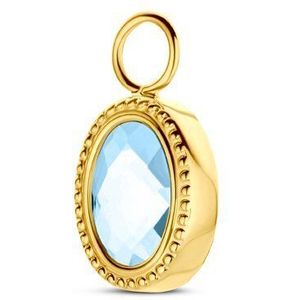 14K Geelgoud - Oorringhanger - Sky Blue Topaas - 13 mm