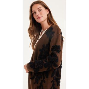 DIDI Dames Cardigan Amber jacquard Brown Bloomscape jacquard maat 36