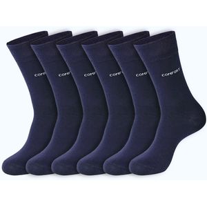 Comfort sokken zonder elastiek – drukvrije katoenen sokken donkerblauw, ademend en naadloos, 6 paar dames en heren, maat 35-38 t/m 47-50