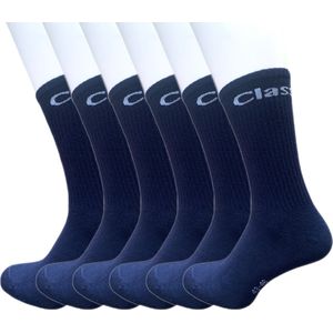 Classinn Crew inn plain geribbelde sokken katoen 12 Paar marine blue Maat 43-46 met logo