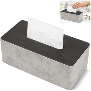 Thelau - PU lederen zakdoekdoos voor in huis of auto - 24 x 12 x 9 cm - stijlvolle opberger
