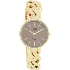 Goudkleurige OOZOO horloge met goudkleurige grove schakelarmband - C20358