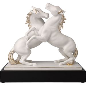 Goebel - Studio 8 | Decoratief beeld / figuur Paarden | Porselein - 32cm - met echt goud