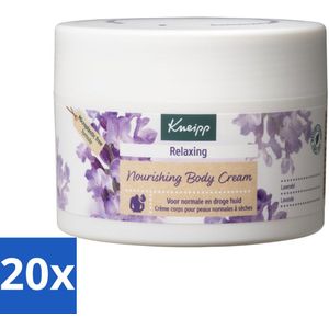 20 x Kneipp - Body crème - Relaxing - Lavendel - Rustgevende geur - 200 ml - Sheaboter - Vitamine E - Droge Huid - Relaxen - Stressverlichting