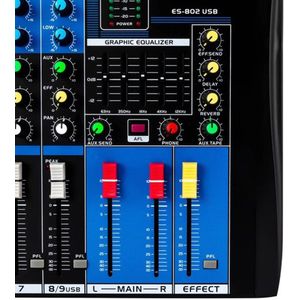 Gran VidaÂ® - Stereo Geluidsmixer - 8 Kanalen - Bluetooth, XLR, USB & AUX - Zwart