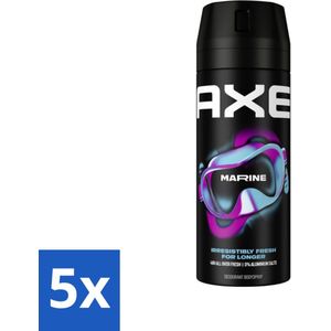 5 x Axe - Deodorant Bodyspray - 100% Fresh Fragrance - Marine - Sea Breeze & Sage - 150 ml - Axe Marine Deodorant Bodyspray - Zeebries En Salie - 48 Uur Frisheid - Deodorant Spray - Geurbescherming