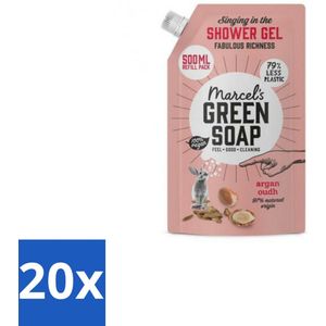 Marcel's Green Soap - Shower Gel - Navulling - Argan & Oudh - Krachtige werking - 500 ml - Bulkverpakking - 20 stuks