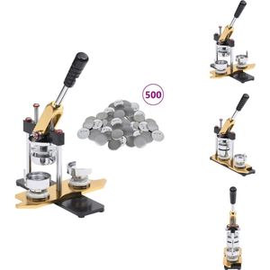 vidaXL Badge Maker - Badge Maker - Badgemaker - Badgemakers - Buttonmachine draaipunch met 500 st buttononderdelen 58 mm