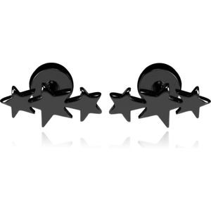 Mendes Triple Star Stud oorbellen Titanium-Zwart