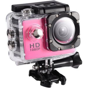 Action Camera Kit 1080P 12MP 30m Outdoor Sport Videocamera USB 2.0 Onderwatercamera Full LCD Mini Camcorder met 900mAh Oplaadbare Batterijen en Montage Accessoires Kits (Roze)