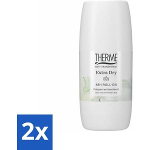 2 x Therme - Extra Dry Zen White Lotus Roller - Anti-transpirant - Beschermend - 60ml - Anti-transpirant - Deodorant - Overmatig Zweten - Zweetgeur - Roll-on