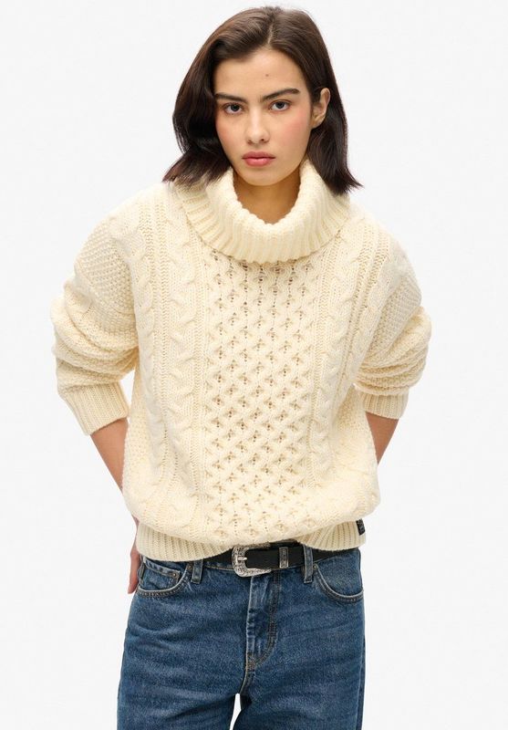 Superdry - Cable Roll Neck Jumper - Gebreide Trui - Hoge Hals