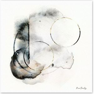Dibond - Reproduktie / Kunstwerk / Kunst / Abstract / - Wit / zwart / grijs / beige - 120 x 120 cm