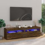 The Living Store TV-meubel - Set van 2 - 75 x 35 x 40 cm - RGB LED-verlichting - Gerookt eiken - USB-aansluiting