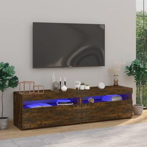 The Living Store TV-meubel - Set van 2 - 75 x 35 x 40 cm - RGB LED-verlichting - Gerookt eiken - USB-aansluiting