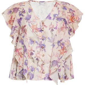 usha - Blouse - Met Print - V-hals - Korte Mouwen