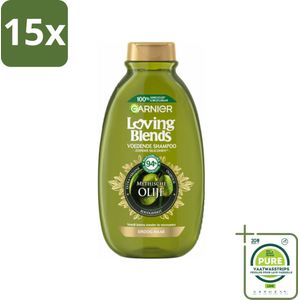 15 x Garnier Loving Blends Mythische Olijf Shampoo 300 ml - Grootverpakking - Shampoo Voor Droog Haar - Voedende Shampoo - Olijfolie Shampoo - Natuurlijke Shampoo - Siliconen Shampoo