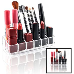 Decopatent® Make up Organizer 12 Vakken - Makeup Organizer Transparant - Cosmetica - Lippenstift - Nagellak - Brushes - Kwasten