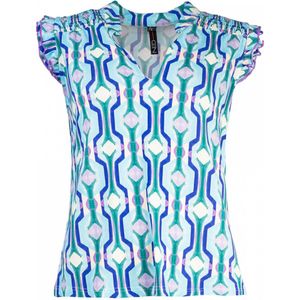NED T-shirt Plumet Mao Ss 24s2 Eb036 02 Corydalis Blue Dames Maat - XXL
