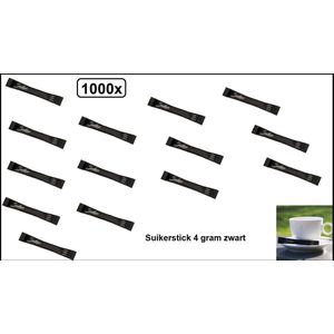 1000x Suikerstick 4 gram zwart - koffie melk suiker thee melkpoeder suiker zakjes carnaval kantine festival thema feest