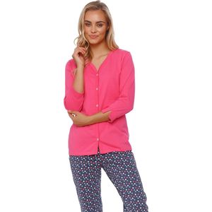 Doctor Nap Katoenen Pyjama met knoopjes Dames Volwassenen | Lange Mouw Lange Broek | Pyama Dames Volwassenen | Roses Peony PM.4566 38 / M