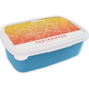 Broodtrommel Blauw - Lunchbox - Brooddoos - Stadskaart - Zoetermeer - Geel - Nederland - 18x12x6 cm - Kinderen - Jongen