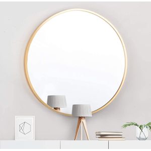 Ronde spiegel met roségouden metalen frame HD wandspiegel van glas 50 cm voor badkamer, kleedkamer of woonkamer make-upspiegel