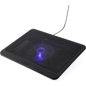 Laptopkoeler met 1 stille LED-ventilator - USB Notebook Cooling Pad - Slim Portable - Geschikt voor 14 inch Laptop - Zwart .