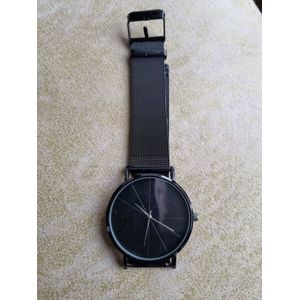 Herenhorloge, Ultra smal zakelijk horloge, zwarte wijzerplaat 44 mm, zwarte rand