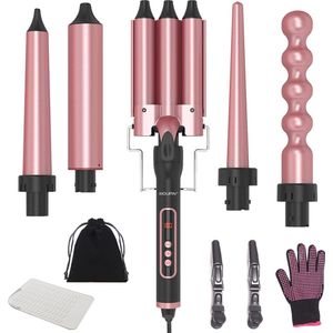 5-in-1 Krultangset voor Diverse Krullen en Golven - Instelbare Temperatuur tot 230°C