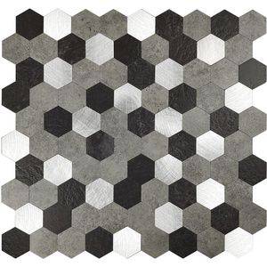 Zelfklevende Mozaïek Tegel - Afimera Mix Hexagon - Grijs/Zwart - 288x280x4mm