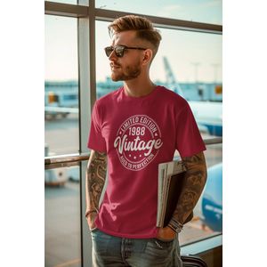 1988 Jaar Rood T-shirt Heren - Maat S - Aged Vintage - Verjaardag Cadeau Mannen - Limited Edition
