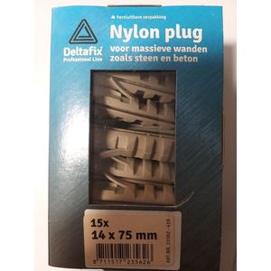 Deltafix nylon plug grijs 14 x 75 mm 15 st.