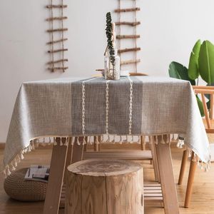 Wasbaar tafelkleed kwastje katoen linnen look lotus-effect waterafstotend antislip restaurant tuin moderne tafelbescherming tafelkleden maat en kleur naar keuze (T3, 90 x 140 cm)