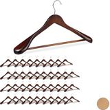 Relaxdays 40 x kledinghanger - voor pakken - brede schouder - kleerhangers hout – bruin