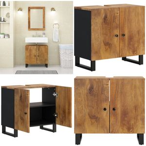 vidaXL Wastafelkast 62x33x58 cm massief mangohout en bewerkt hout - Wastafelkast - Wastafelkasten - Badkamermeubel - Onderwastafelkast