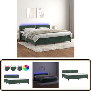 vidaXL Boxspring met matras en LED 200x200 cm Boxspring - Donkere Kleuren - Led Lampen - Velvet - Pocketvering