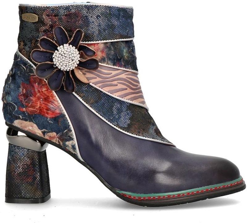 Laura Vita - Enkellaarsjes - Donkerbeige / Marine / Donkerbruin / Wit