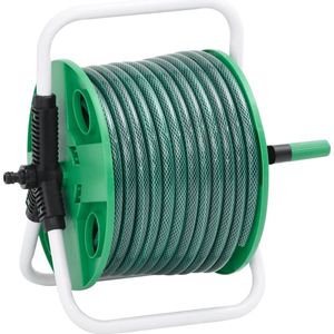 vidaXL - Slanghaspel - met - slangkoppelset - 0,5"" - 50 - m - vrijstaand - PVC - groen