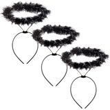 Engel halo - 3x - diadeem/tiara/haarband - zwart - Halloween/horror thema accessoires