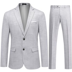 Allthemen Heren Geruit Pak met Steekkraag - Twee Knoppen - XS