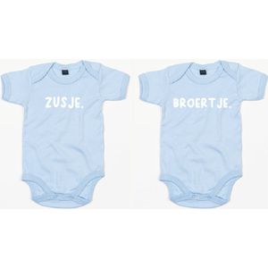 Rompertjes - Zusje & Broertje-Dusty Blue-0-3 Maanden