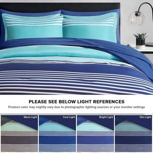 Comfortabele beddengoedset - marineblauw en wit - set van 1 - microvezel - full size