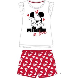 Minnie Mouse shortama/pyjama in love katoen wit/rood maat 110