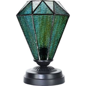 Art Deco Trade - Tiffany lage tafellamp zwart met Arata Green
