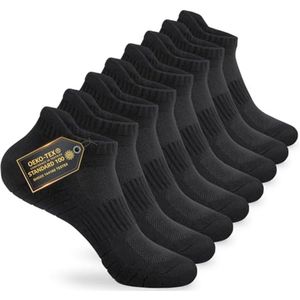 Running Socks Unisex - 8 Paar Korte Sportsokken voor Dames en Heren - Katoenen Enkelsokken - Zwart Wit Grijs