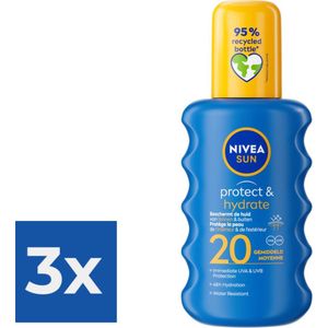 NIVEA SUN Zonnebrand Spray Protect & Hydrate SPF 20 - 200 ml - Voordeelverpakking 3 stuks